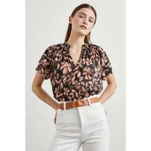 Rails Kamila Shirt Flutter Sleeve Jasmine Gray Pink Tan Size Large L